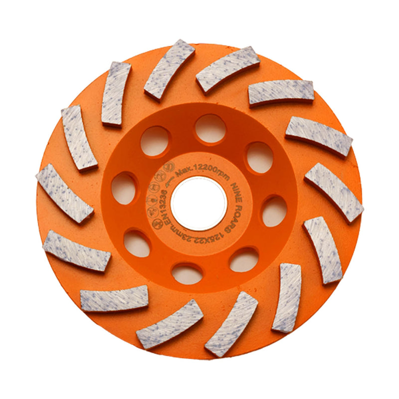 5 Inch Diamond Grinding Cup Wheel, 14 Turbo Segments, Wave Type, Heavy-Duty Concrete Grinder Wheel for Masonry, Stone, Granite, Marble, Angle Grinders 5"-Turbo