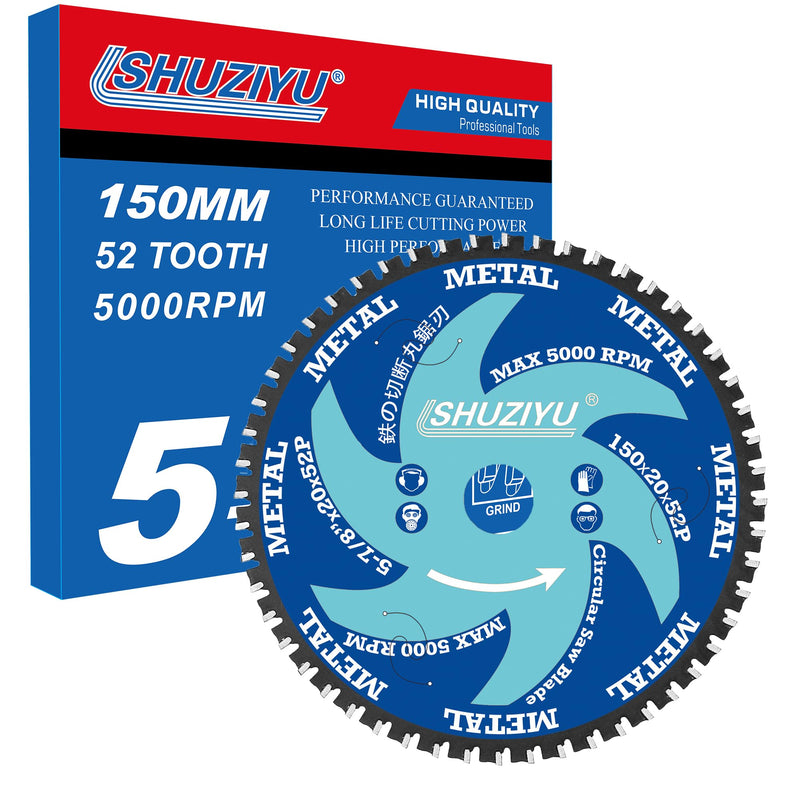 [Australia - AusPower] - LSHUZIYU 5-7/8”(150mm)-52T, Metal Cutting Circular Saw Blade, Arbor 20mm with 5/8"-10mm Washer. Compatible with Cordless Saw, Ferrous Metal, Steel Iron Bar, Sheet, Angle Cutting 5-7/8" 52T Metal 