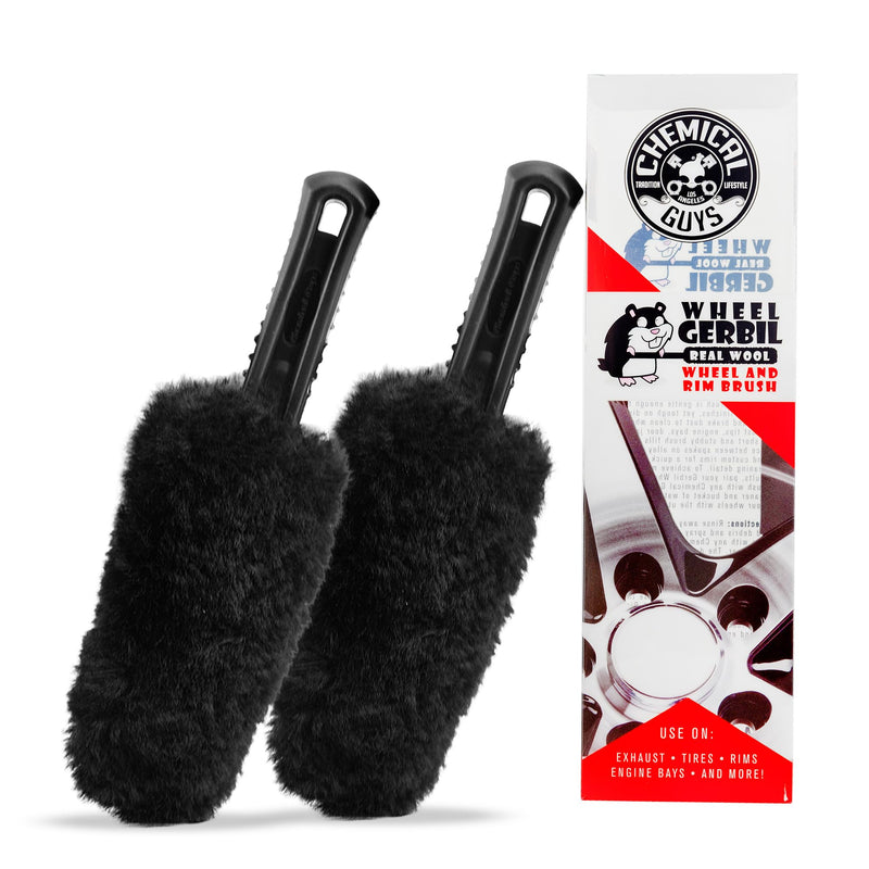 [Australia - AusPower] - Chemical Guys Gerbil Wheel and Rim Brush, Safe for Exhaust, Tires, Rims, Engine Bays, & More, 2 Pack 