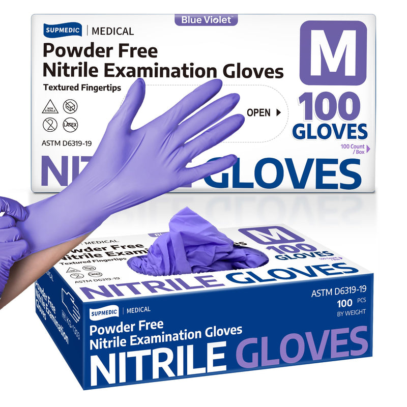 [Australia - AusPower] - Medical Soft Max™ Nitrile Exam Gloves, 100 ct Latex-Free Powder-Free Non-Sterile Food Safe Cleaning Disposable Glove Medium (Blue Violet) 