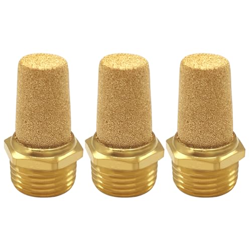 Uenede brass 1/2-inch NPT male pneumatic mufflers, three-piece set for air exhaust silencing