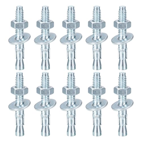 DTGN 1/4 x 1-3/4 inch carbon steel zinc-plated wedge anchors with nuts and expansion tubes, 30-pack