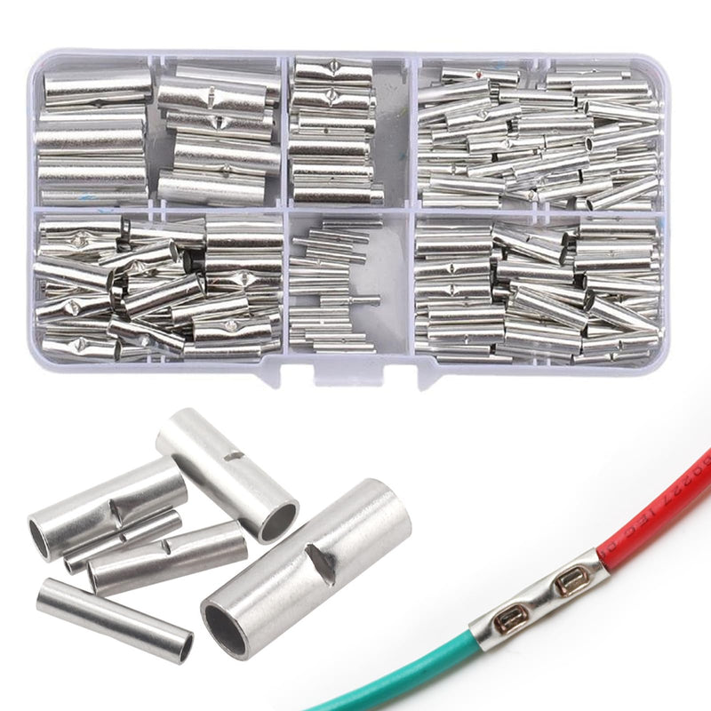 Butt Connectors, Non-Insulated Crimp Connectors, Uninsulated Set for Cable Connectors, DIY Electrical Splicing, Cable, Crimp Connection, Pack of 200