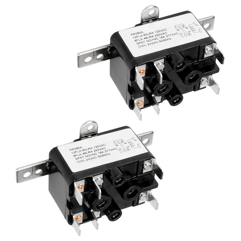 [Australia - AusPower] - APFR-380 90-980 24V AC Heavy-Duty Fan Relay – Single Pole SPST – Isolated AC Switch for HVAC blowers, humidifiers, Goodman blowers, Heat sequencers – Includes Universal Bracket（2 Pack） (2) 2 