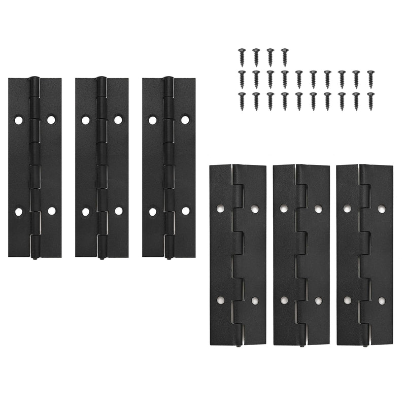 [Australia - AusPower] - 6 Pack Continuous & Piano Hinges,4 inches Black 304 Stainless Steel Hinges 0.04" Thickness Heavy Duty Continuous Hinges with Holes for Pianos，Door，Wooden Boxes，Cabinet. (4inch/10cm) 6 4inch 