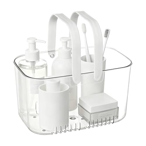 Shower Caddy Basket, Plastic Bathroom Shower Caddy with Handle and Drain Holes, Tote Organizer Basket Bin for Dorm Bathroom College Gym, 10.24in*5.9in*5.9in