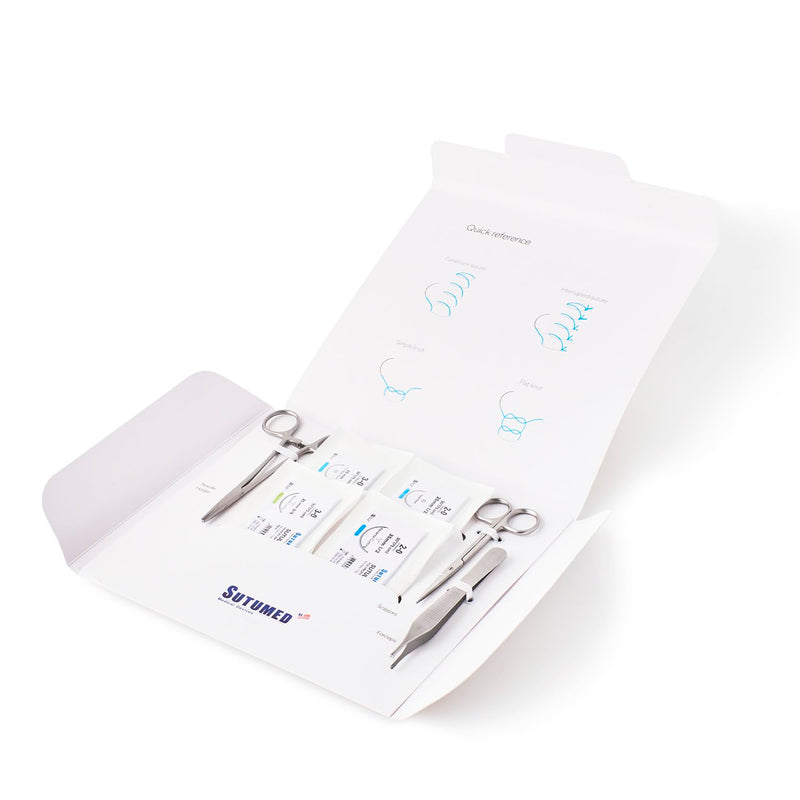 [Australia - AusPower] - Sutumed Suture Training Kit for Medical Student | Complete Kit (15 Pieces) Includes 12 Mixed Suture Thread with Needle and Suture Tools kit | for Medical, Nursing, and Vet Student Suture Training 