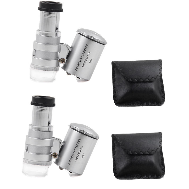 Mini Microscope, 60x Mini Pocket Microscope, Jeweler's Magnifier 60x | Pocket magnifying glass with LED and UV light function, for jewelers, adjustable magnifying glass with UV light