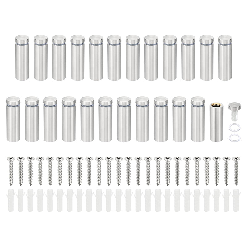 [Australia - AusPower] - PATIKIL 5/8 x 2 inch Sign Standoff Screws, 24 Set Stainless Steel Wall Standoff Mounting Hardware Advertising Glass Nail for Hanging Acrylic Picture Frame Acrylic Panel, Silver 