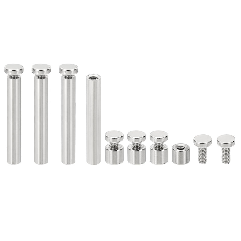 [Australia - AusPower] - PATIKIL 1/4 x 1.6 inch Sign Standoff Screws, 4 Set Stainless Steel Wall Standoff Mounting Hardware Advertising Glass Nail for Hanging Acrylic Picture Frame Acrylic Panel, Silver 