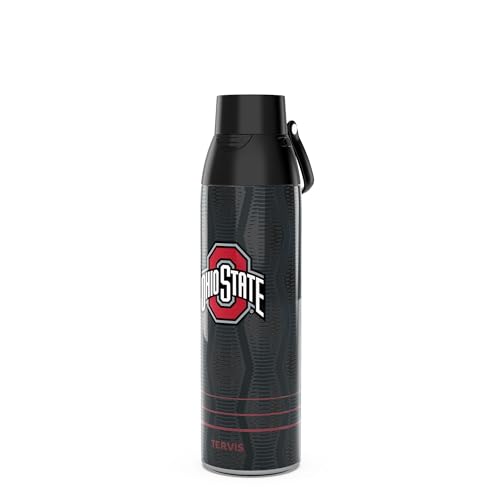 Tervis Venture Water Bottle Ohio State Buckeyes - Full Speed Triple Insulated Tumbler Travel Cup Keeps Drinks Cold & Hot, 26oz, Stainless Steel