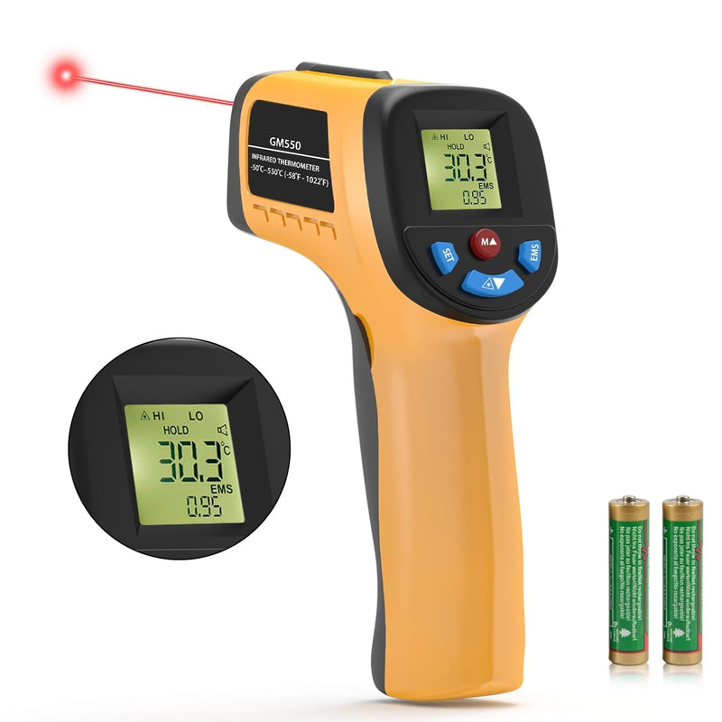 [Australia - AusPower] - Infrared Thermometer Laser Temperature Gun, Digital IR Thermometer for Cooking, Meat, Food, Pizza Oven, Grill, Handheld Non Contact Heat Gun -58°F ~1022°F(-50℃~550℃), Not for Human 