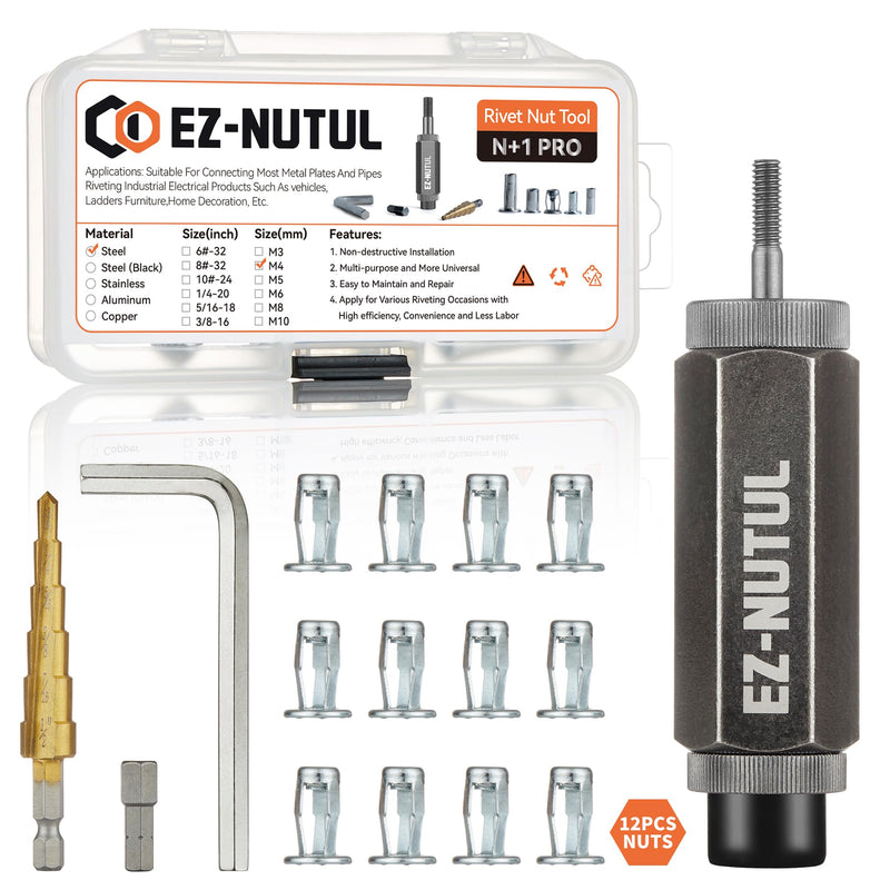 [Australia - AusPower] - Jack nut Installation Tool Set Hand Thread Insert Jacknuts Assortment Kit for Thin Metal Plastic Polywood Pressboard Hardboard (M4 (Jack Nut Tool-12pcs)) M4 (Jack Nut Tool-12pcs ) 