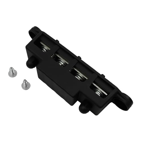 12V to 48V 250A Busbar 4 Way 4 Port Distribution Block M8 (5/16") with Black Cover Negative Terminal Stud for Cars Vans RV Trucks Boats Yachts
