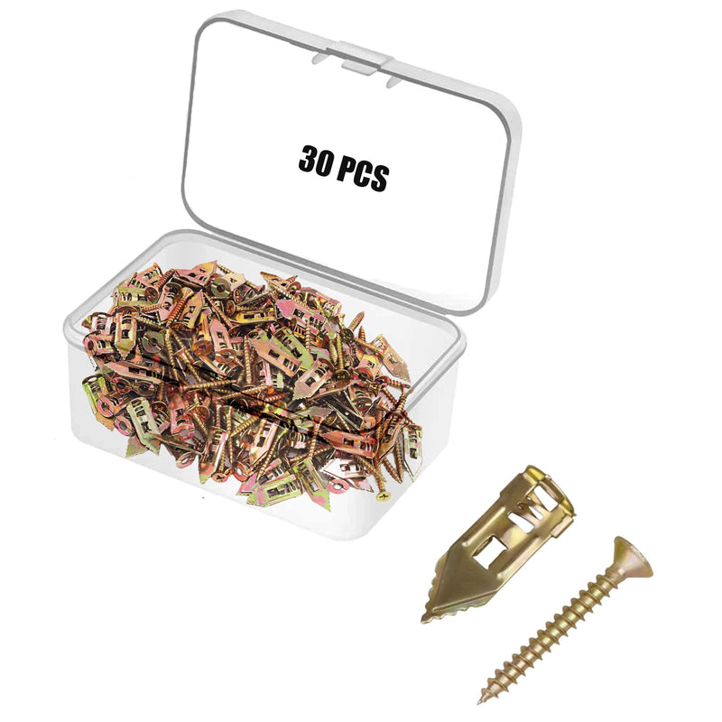 [Australia - AusPower] - 30 PCS Self Drilling Drywall Anchors, Dry Wall Anchors, and Screws for Drywall, Used On Drywall, Plaster Board, Sheetrock, and Hollow Wall (0.47x1.18'' Self Drilling Anchors and 0.15 x1.38'' Screws) 0.47*1.18'' Anchors + 0.15 x1.38'' Screws 30 