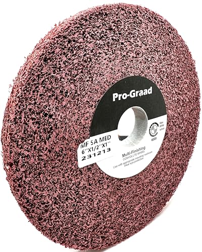 Pro-Graad 6-inch metal finishing wheel, 5A medium, 1/2-inch width, 1-inch arbor hole
