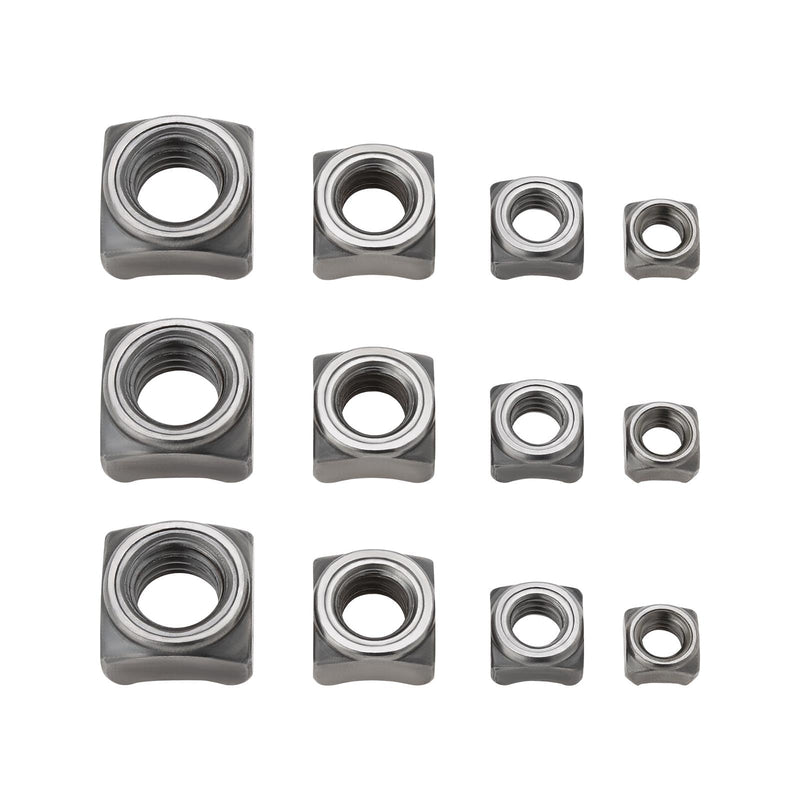 [Australia - AusPower] - 100x Steel Square Nuts Assortment Kit M5x0.8mm M6x1.0mm M8x1.25mm M10x1.5mm Pitch Weld Nuts for Pipe Furniture Tables Shelves 