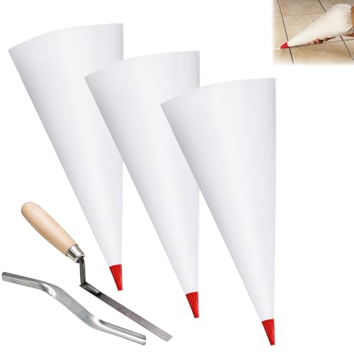 Biaungdo 3-pack red grout bags and brick jointer tuck pointer kit for tile work