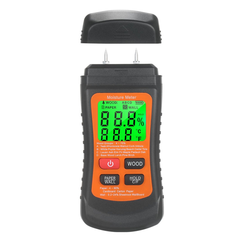 [Australia - AusPower] - Moisture Meter for Wood, Wall, Paper, with Backlight LCD Display, 7 Modes, Pin-Type Water Leak Detector 