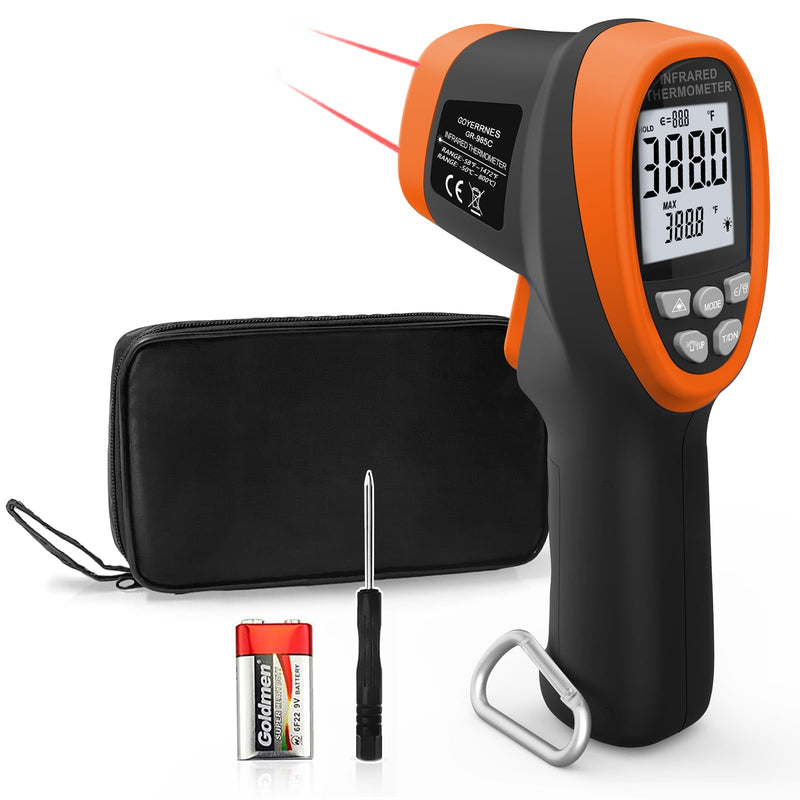 [Australia - AusPower] - Infrared Thermometer, Digital IR Thermometer 58℉~1472℉ with D:S=16:1, Non-Contact High Laser Temp IR Tool for Cooking (NOT for Human) 