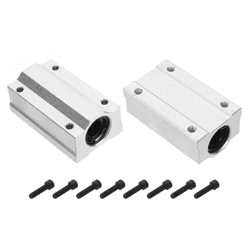 [Australia - AusPower] - uxcell 2PCS SCS12LUU Linear Motion Ball Bearing Slide Bushing Aluminum 70mm Long Linear Roller Bearing Slide Block for 12mm Round Shaft Rod in 3D Printer, CNC Machine, Silver Tone 