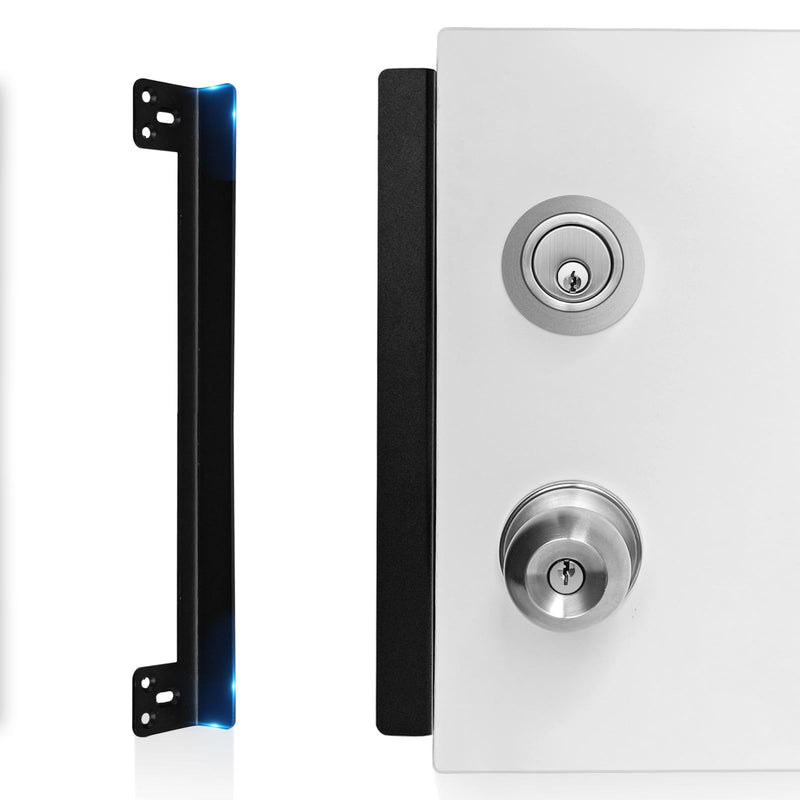 Door Latch Guard Plate 12” with 1” Offset Cover, Protector Shield for Door Knob/Deadbolt/Mortise/Double Door Lock, Outswing Door Security, Heavy Duty Version(1 Pack) 1 Pack