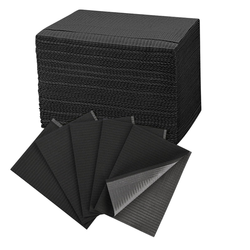 Pack of 50 Dental Bibs, Dental Bibs, Black, 45 cm x 34 cm, Disposable Dental Bibs, Tattoo Tablecloths, Clean Pad, Suitable for Catering Napkins, Tattoo Studios etc. (Black)