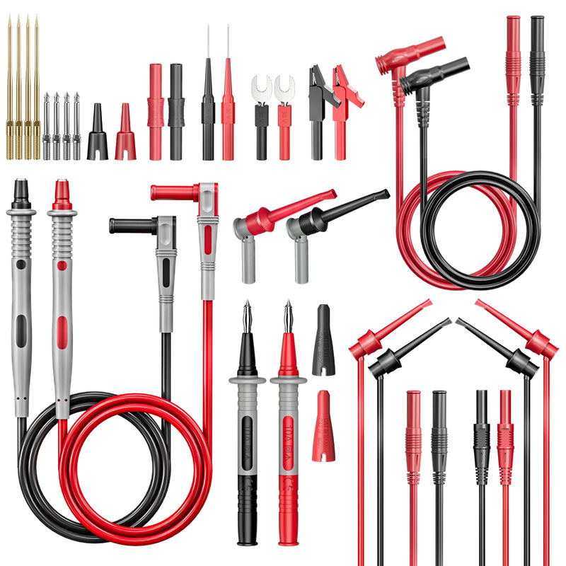[Australia - AusPower] - Goupchn 28PCS Multimeter Test Leads Kit with Alligator Clips Test Hook Clips Wire Piercing Probes Replaceable Precision Sharp Probes for Electrical Testing 