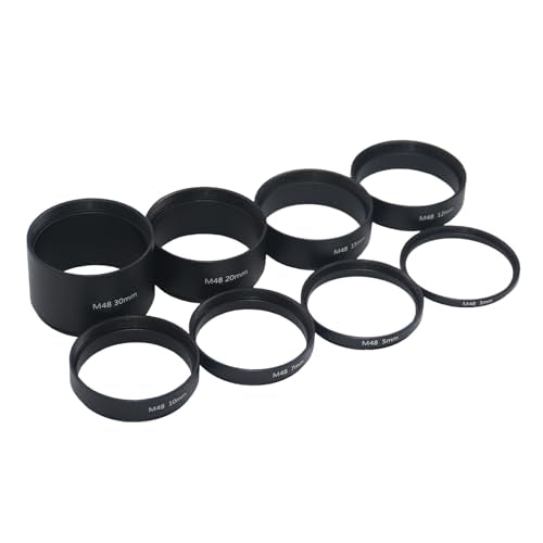 8PCS M48x0.75 Telescope Extension Tube Set,M48 Extension Tube Kit Length 3mm 5mm 7mm 10mm 12mm 15mm 20mm 30mm Extending for Astronomical Telescope Photography