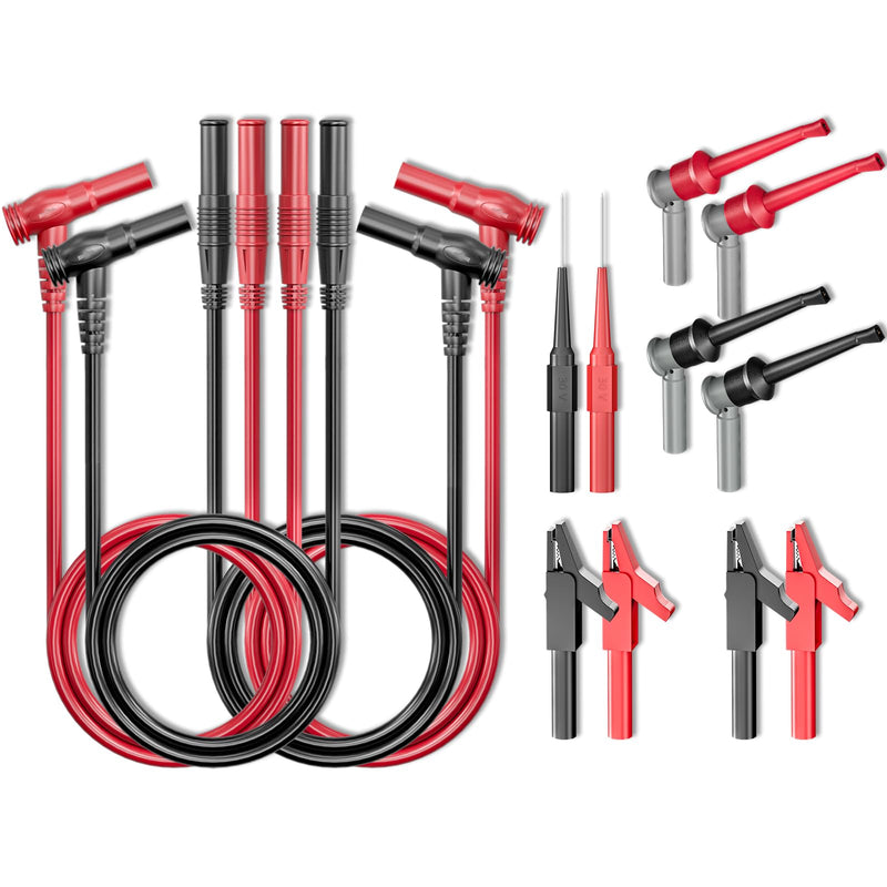 [Australia - AusPower] - Goupchn Multimeter Test Leads Kit 14PCS Straight to Angle Banana Plug Test Leads with Test Hook Clips Alligator Clips Wire Piercing Probes for Electrical Testing Banana Test Leads Kit 