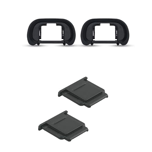 JJC 2-Pack FDA-EP18 Eyecup Eyepiece Eye Cup & FA-SHC1M Hot Shoe Cover Cap for Sony A7 A7II A7 II A7III A7 III A7R A7RII A7R II A7RIII A7R III A7RIV A7R IV A7S A7SII A7S II A9 A99II A99 II A58 Cameras
