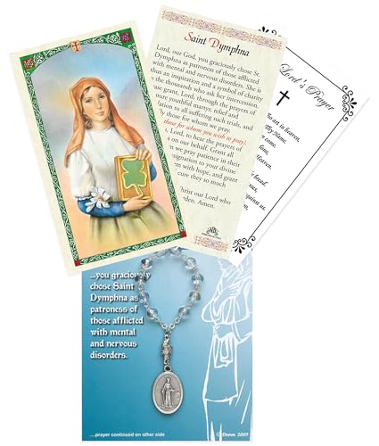 One Decade St Dymphna Rosary - Saint Dymphna Rosary, Laminated Saint Dymphna Prayer Card, Lord's Prayer Card - St.Dymphna Rosary, Patron Saint of Depression, Mental Health, Anxiety Theme Set - 3 Items