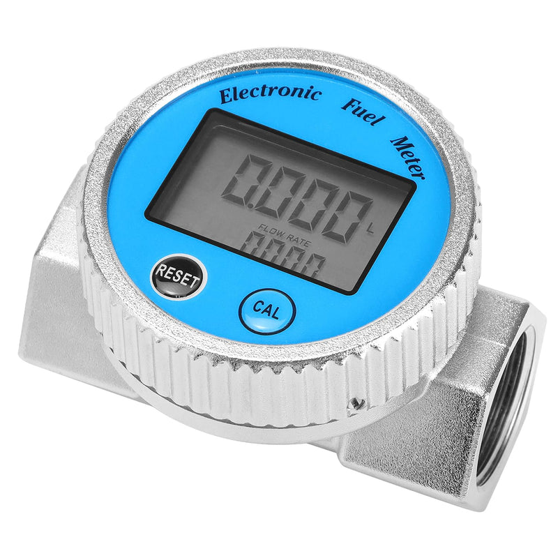 [Australia - AusPower] - QWORK High-Accuracy Digital Turbine Flow Meter, 2.37-26.4min for Water, Diesel, Kerosene, Gasoline, NPT Connection, ±1% Precision, 6RAR Max Pressure 