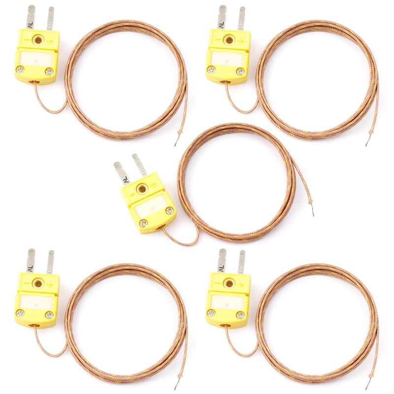 [Australia - AusPower] - 5Pcs 1 Meters K Type Thermocouple Temperature Probe Sensors Compatible with Type-K Temperature Measuring Instruments, Higher Accuracy Long Measure Range -58°F~899°F(-50°C~482°C) 