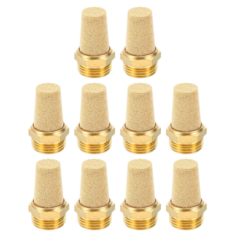 [Australia - AusPower] - PATIKIL 1/2 Inch NPT Sintered Bronze Exhaust Muffler, 10Pcs Brass Pneumatic Muffler 0.5 Inch 