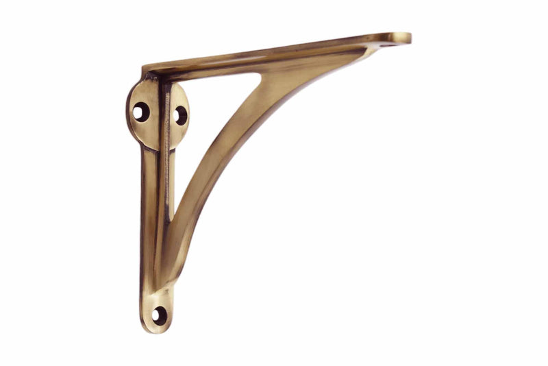 STYLENT Decor Decorative Brass Shelf Bracket, Heavy Duty and Antique Shelf Bracket for Shelving Modern L Shaped Design (Brass Antique, 6 Inches) Brass Antique 6 Inches (1 Pc)