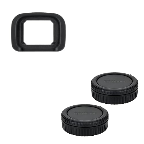 JJC ER-H Soft Eyecup Eye Cup Eyepiece Viewfinder & 2-Pack RF Mount Body Cap Rear Lens Cover Cap for Canon EOS R3 Camera