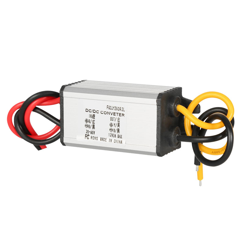 24V to 12V DC Step-Down Converter, 20-60V to 12V 3A Voltage Converter, Voltage Reducer Converter, Waterproof Power Supply Module Transformer, Voltage Limiter Adapter 20V-60V to 12V 3A