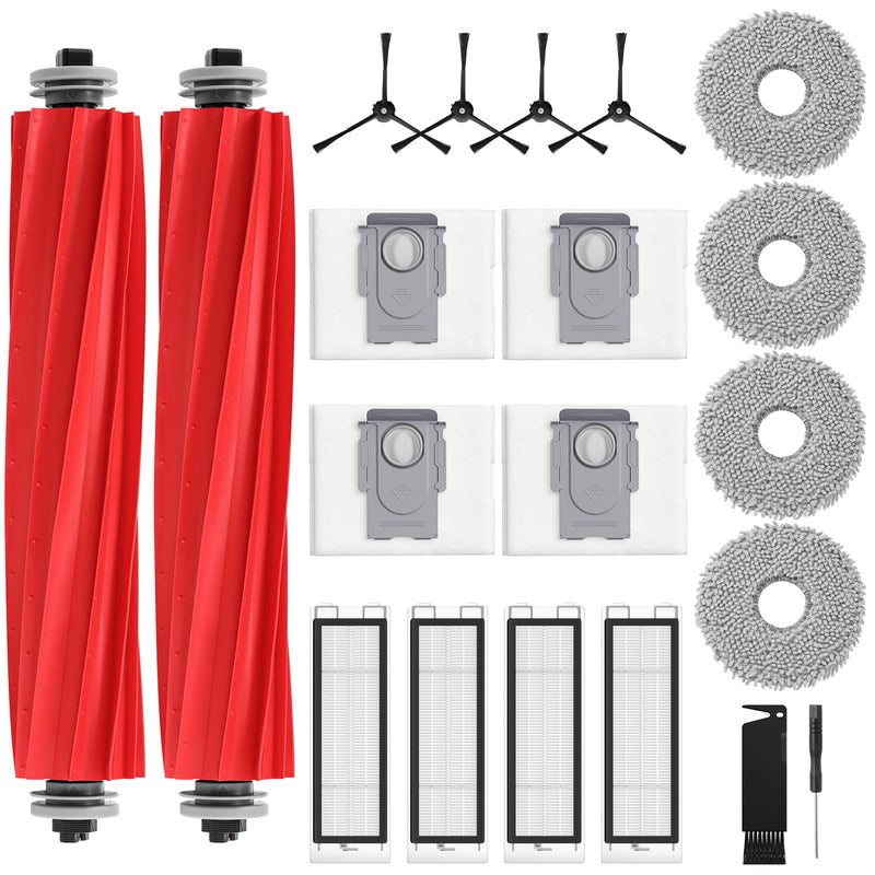 20 Pack Replacement Parts for Q Revo Robot Vacuum Cleaner Accessory Replacement Kits (2 Rolling Brushes + 4 HEPA Filters + 4 Dust Bags + 4 Mop Pads + 4 Side Brushes) Q Revo Replacement Parts - 20 PCS