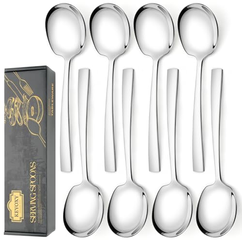 8 Piece Serving Spoons Set, 9.2-Inch Includes 8 Large Spoons LARGE 8 PCS C Silver