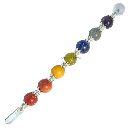 7 Chakra Pyramid Stick - Healing Stick Wand for Positive Energy, Yoga, Magic, Good Luck & More - Chakra Stick for Balancing, Aura Cleansing & Concentration - Crystal Wand Ideal for Gifts Approximately 7 – 8 Inch Ball-stick
