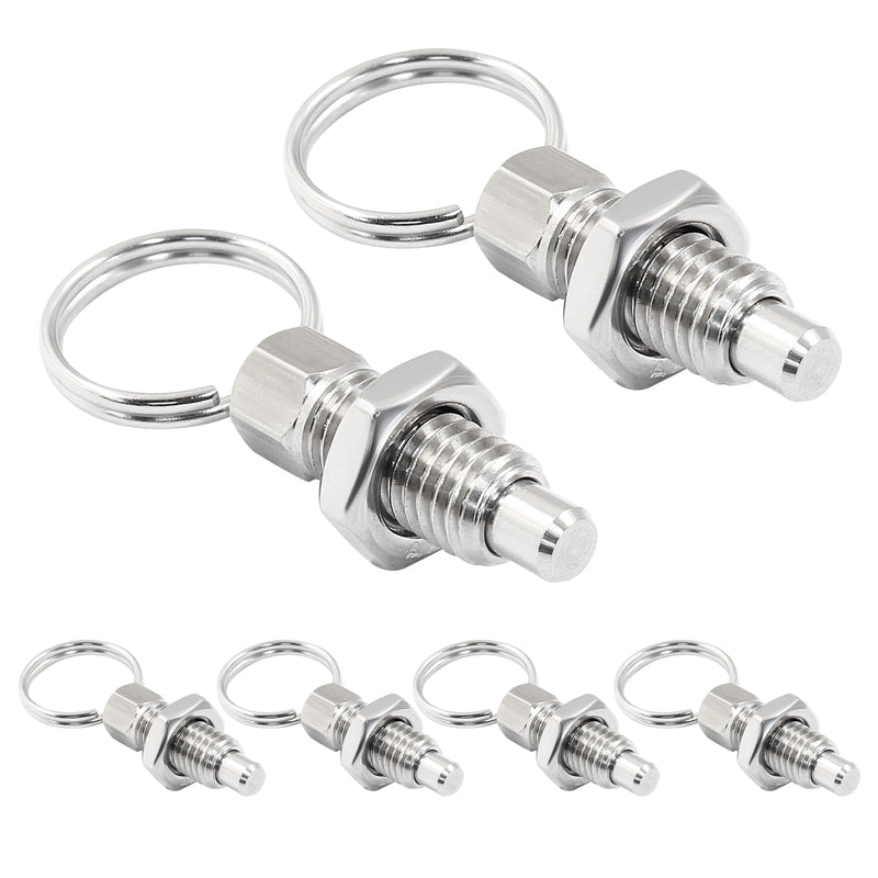 [Australia - AusPower] - 6Pcs Retractable Spring Plunger with Pull Ring M8 x 1.25 Thread Size Non Lock-Out Knob Plunger Stainless Steel Knob Plungers for Industrial Equipment M8 x 1.25mm 