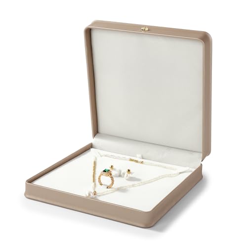 Rose Gold PU Leather Jewelry Set Box for Large Necklace & Jewelry 7.28" x 7.48" x 1.81"