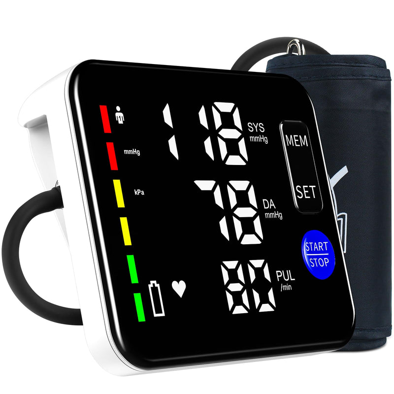 [Australia - AusPower] - Blood Pressure Monitor Upper Arm Blood Pressure Monitors for Home Use Large Screen Rechargeable Bp Machine with 8.7"-16.5" Bp Cuff, 2x120 Memory, Voice Broadcast Bp Monitor(Black) Black 