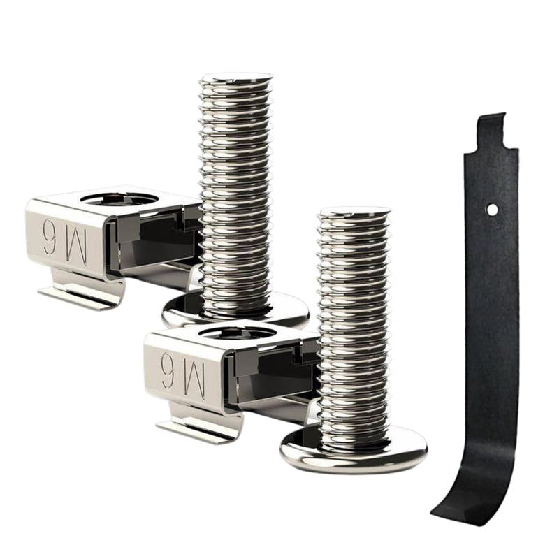 [Australia - AusPower] - 50 Pack M6 Rack Mount Cage Nuts, Screws and Washers w/Insertion and Removal Tool for Rack Mount Server Cabinet, Server Shelves, Routers, Patch Panel, Cable Ties (Cage Nut/Screw+Tool Silver) Cage Nut/Screw+Tool Silver 
