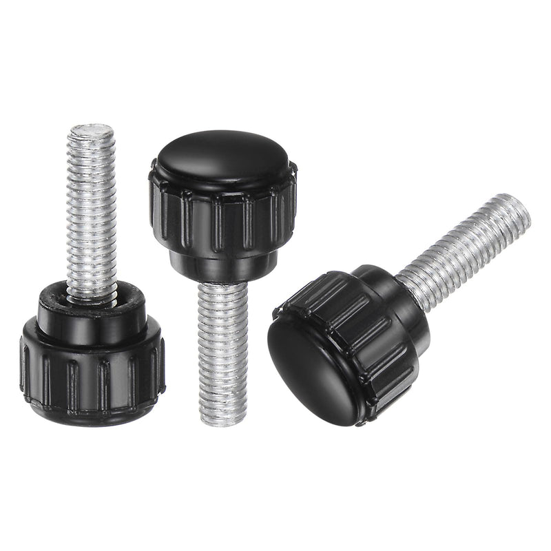 [Australia - AusPower] - uxcell 24pcs Knurled Knobs M5 x 16mm Male Thread Clamping Stud Knobs Thumb Screws 15mm Plastic Round Head Threaded Hand Bolt Knobs, Black Zinc Plated Carbon Steel M5 x 16mm x 15mm 