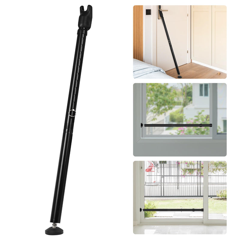 JSungo 2-in-1 Sliding Door Security Bar, Upgrade Doors Stoppers Security, Heavy-Duty Door Jammer Doors Stopper for Sliding Window, Adjustable Door Jammer for Home, Apartment, and Hotel, Black, 1 Pack