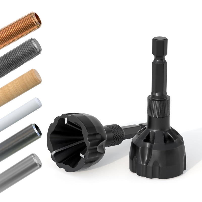 [Australia - AusPower] - Deburring External Chamfer Tool With Tungsten Carbide Blade, Bolt Thread Repair for 1/8" to 3/4" (3-20 mm), Burr Removal for Metal, Chamfer Bit With Hex Shank, 2 Pack 3mm-20mm Black 