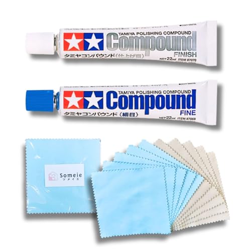 Someie Tamiya polishing and finishing compounds with two-color compound applicator cloths, 10-sheet set