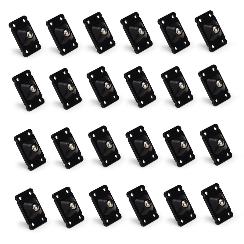 [Australia - AusPower] - 24 Pack Mini Self Adhesive Small Caster Wheels, 1 Inch Stainless Steel Appliance Rollers, 360° Swivel Sticky Appliance Ball Rollers for Furniture Kitchen Countertop Storage Box (Black) black 